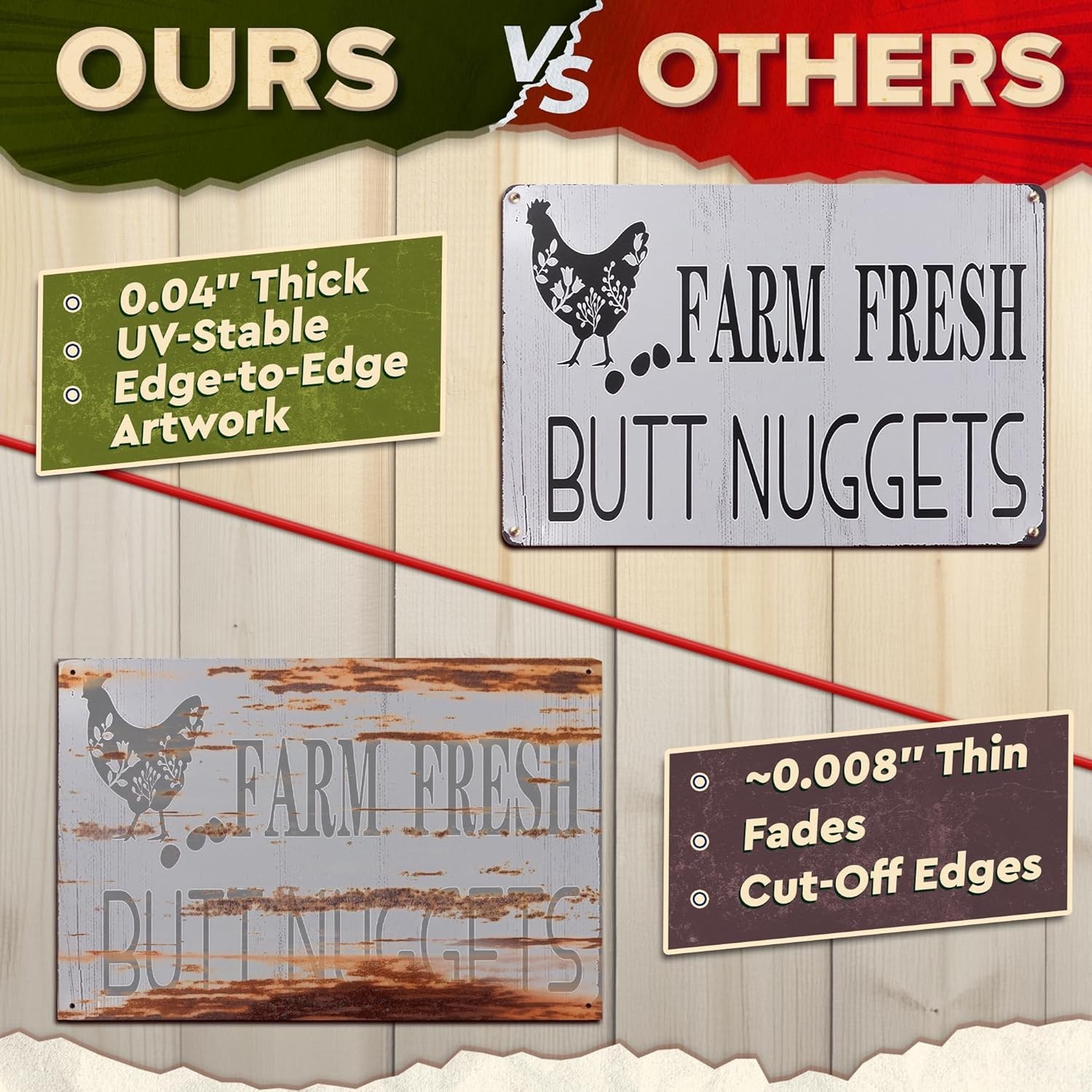 Metal Funny Chicken Coop Signs for Outside 8×12″ – Rustic Tin Farm House Kitc…