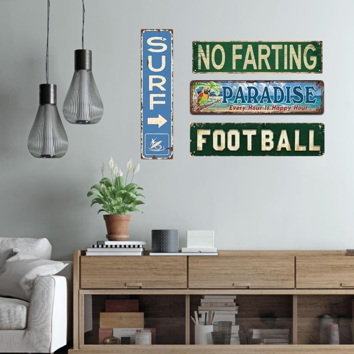 Let’s Wine About Way Green Vintage Metal Sign Wine Lover Wall Art Hanging Decor