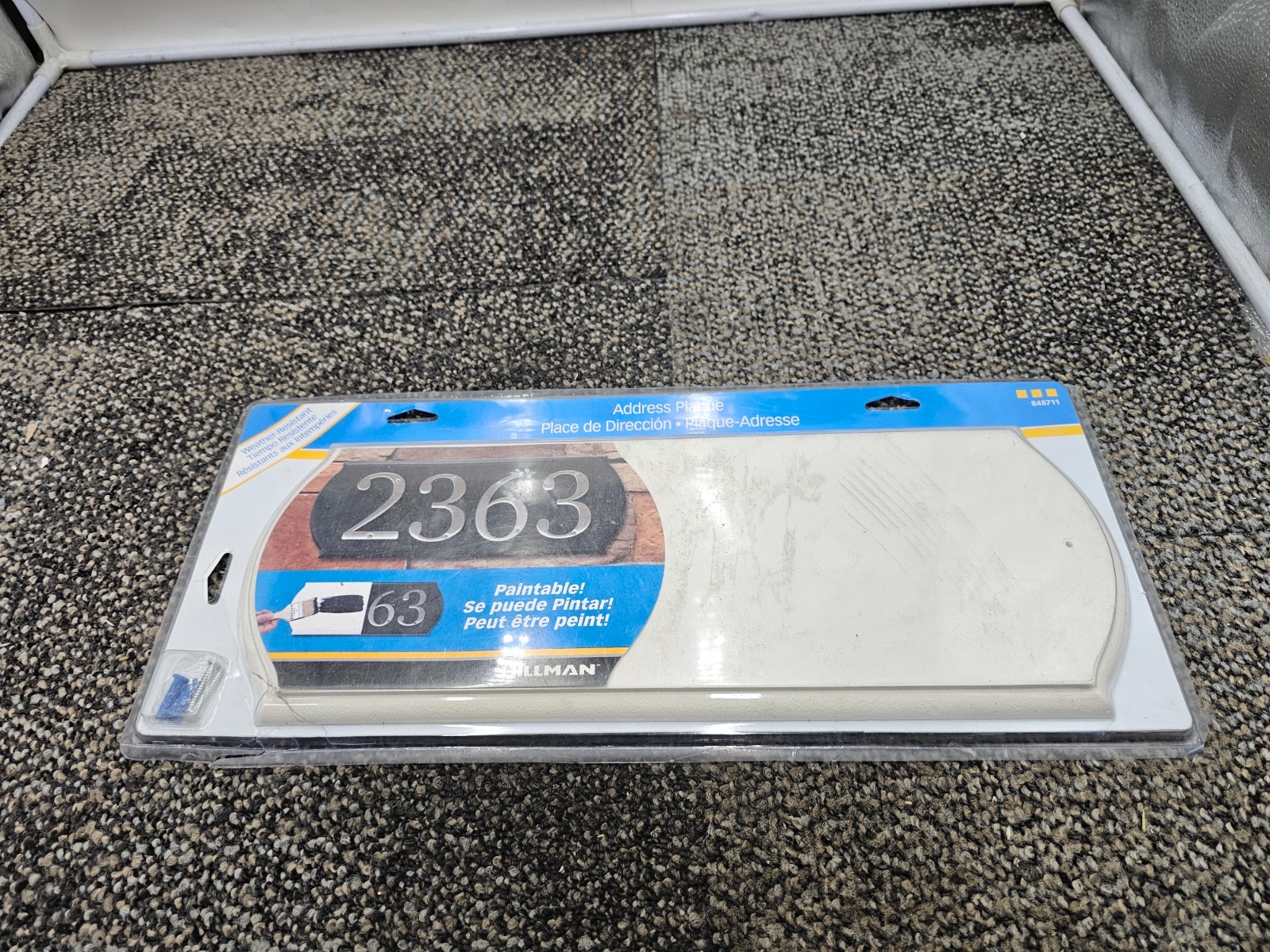(QTY 2) House Number Address Plaque 5 Capacity Powder Coated White Finish 16”x6”