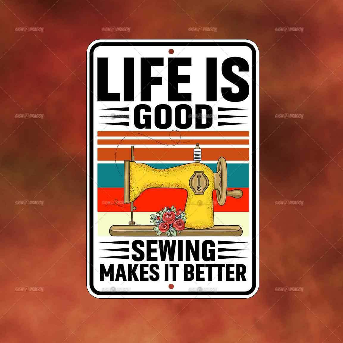 Life is Good Sewing Metal Sign Home room wall art gift decor funny A1540