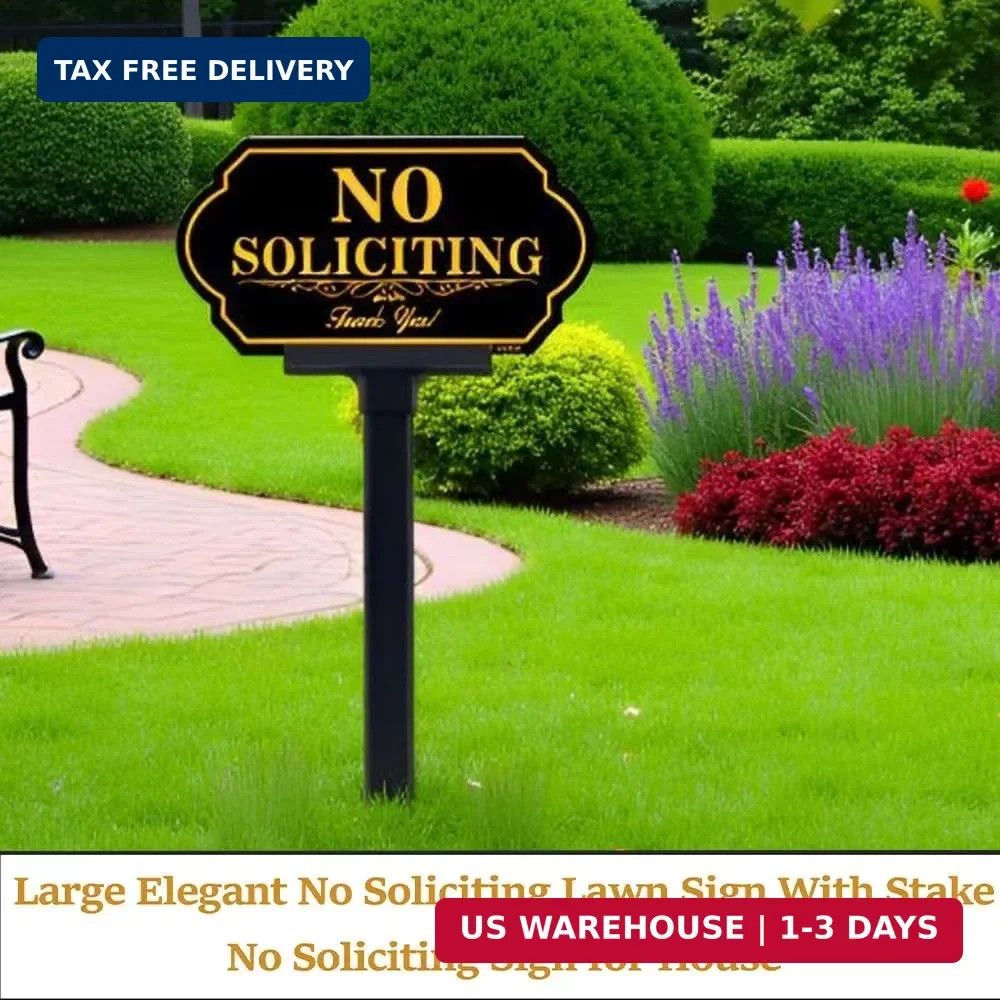 No Soliciting Yard Sign Aluminum 14×7 Stake 36 Inch Do Not Knock Lawn Sign