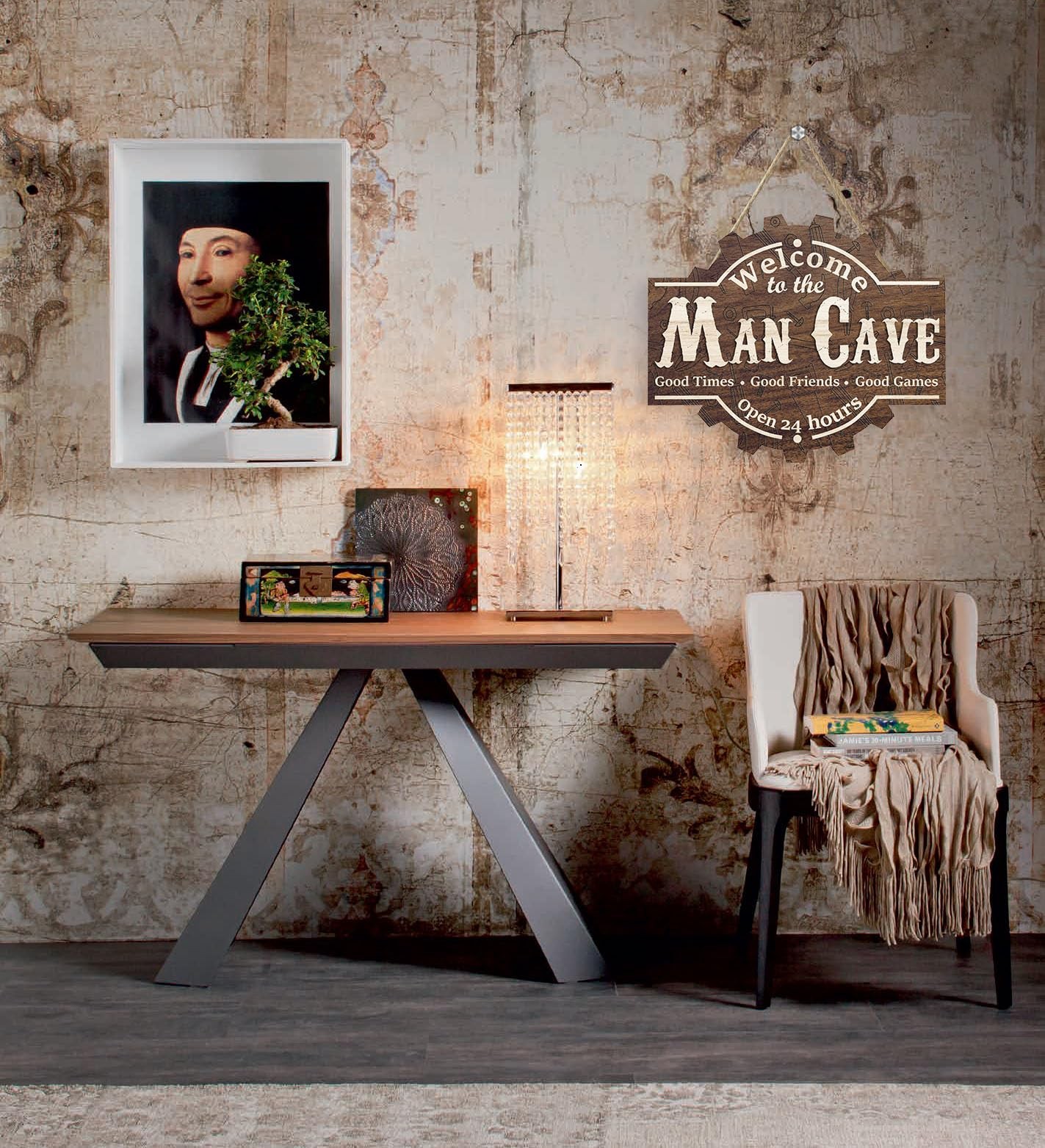 Man Cave Wooden Sign (12.3×10.2 inch), Vintage Man Cave Welcome Door Hanger, …