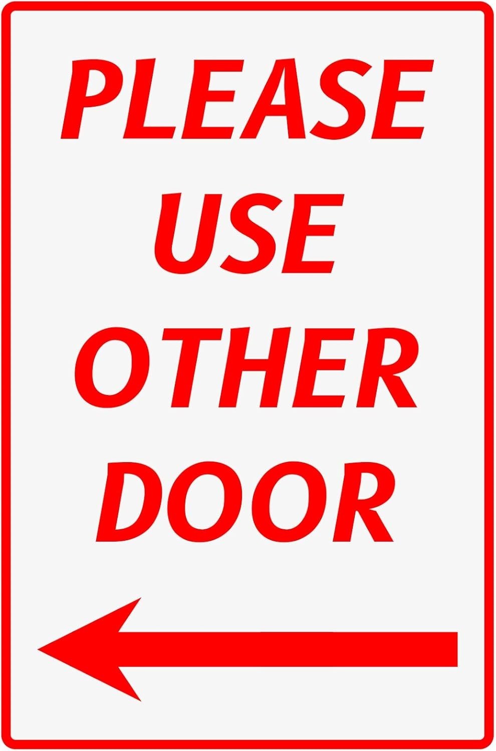 Elegant ‘Please Use Other Door’ Sign with Left Arrow, 12×8 Inches, Easy Mount