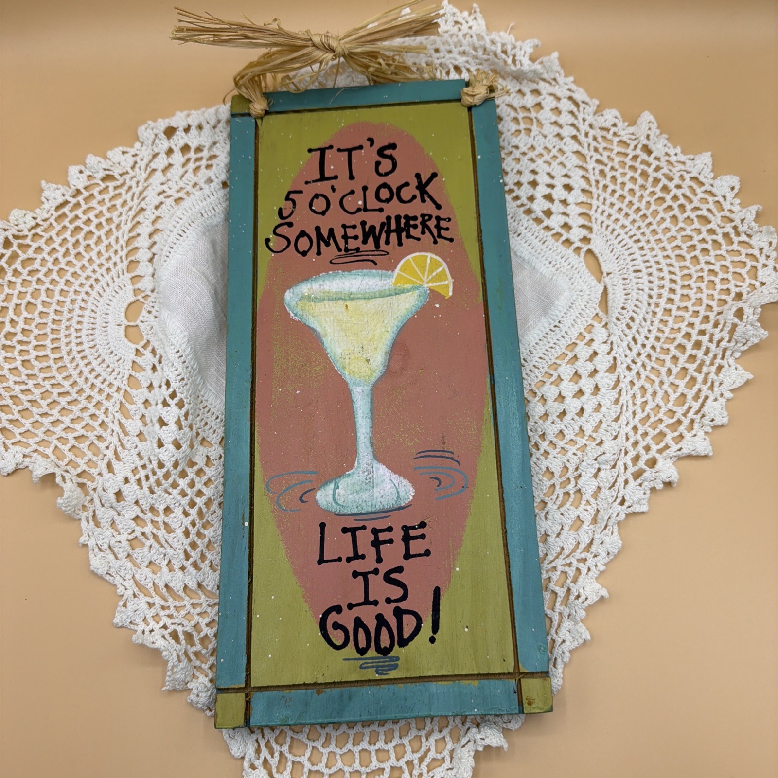 IT’S 5 O’CLOCK SOMEWHERE LIFE IS GOOD! Wooden Hang Summer Drinks Island Decor