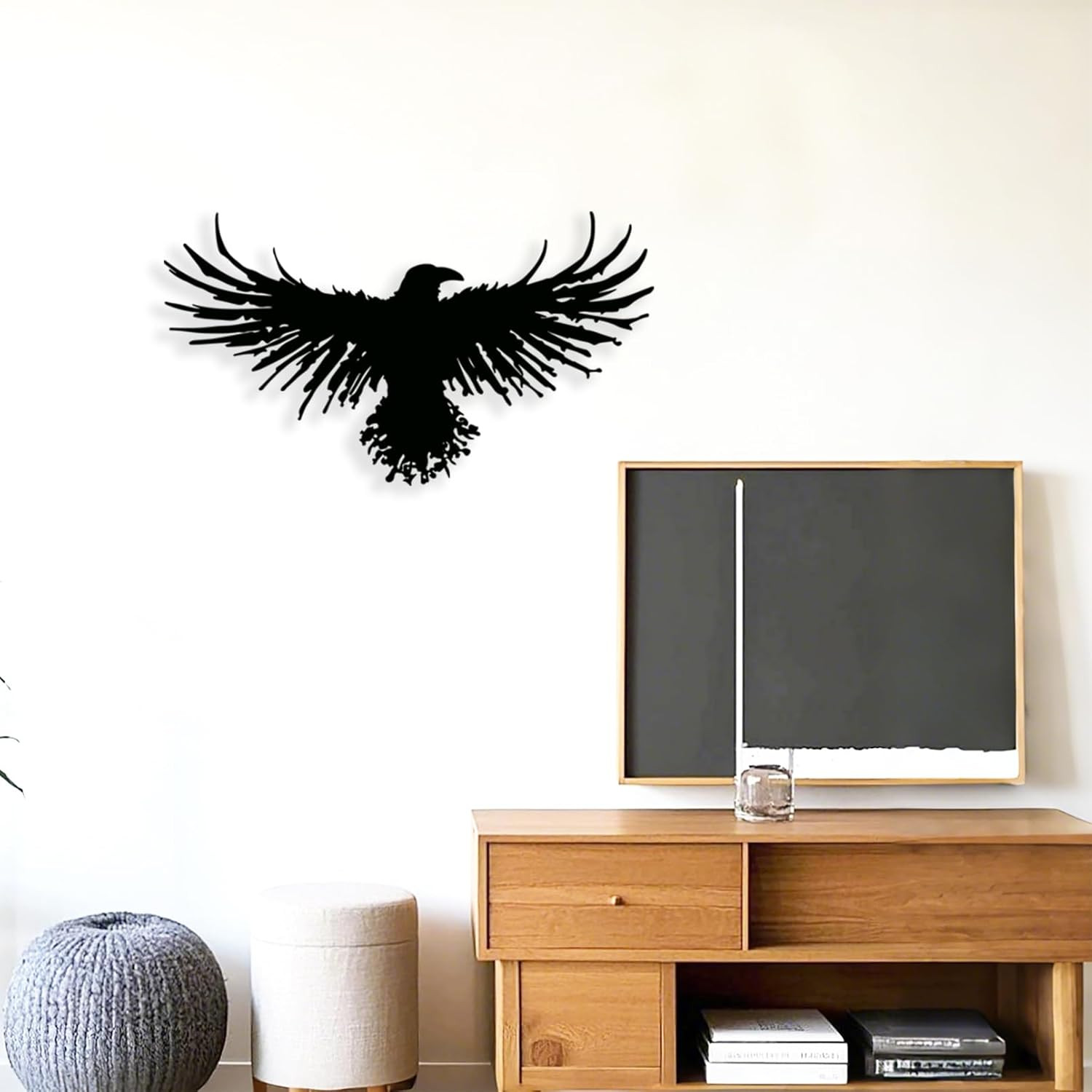 Metal Viking Raven Wall Art Norse Mythology Crow Wall Decor with Gothic