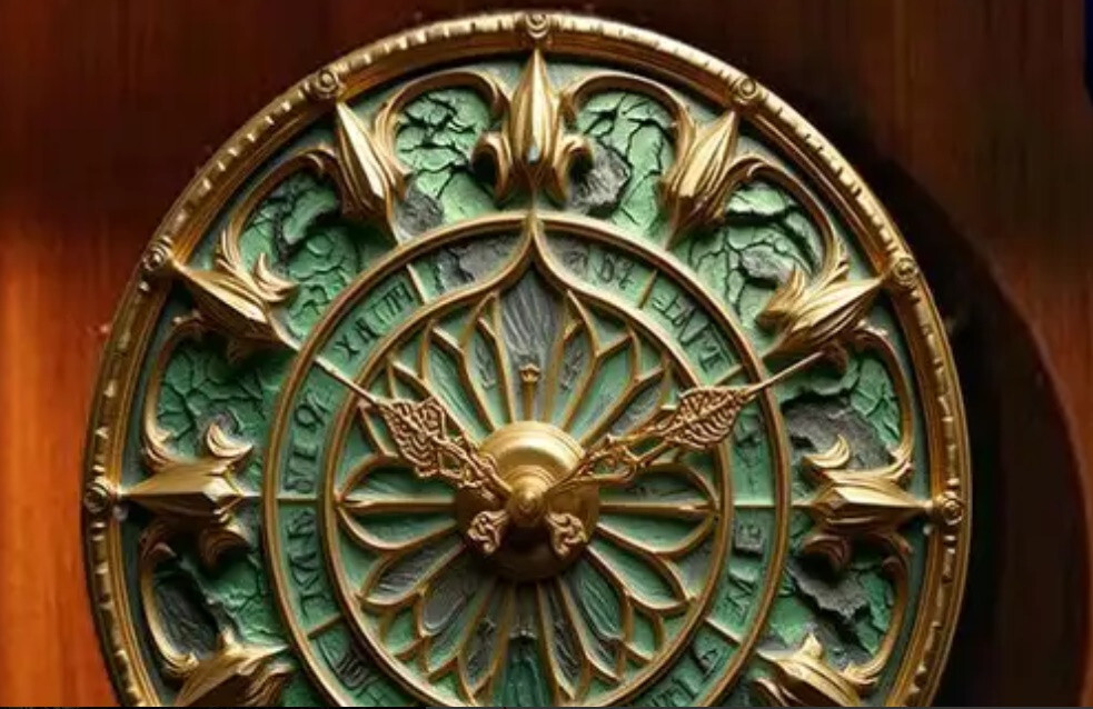 Pair Decorative Wall Plaques Green ‘Clock’ (Not a Real Clock) New! Aluminum Set