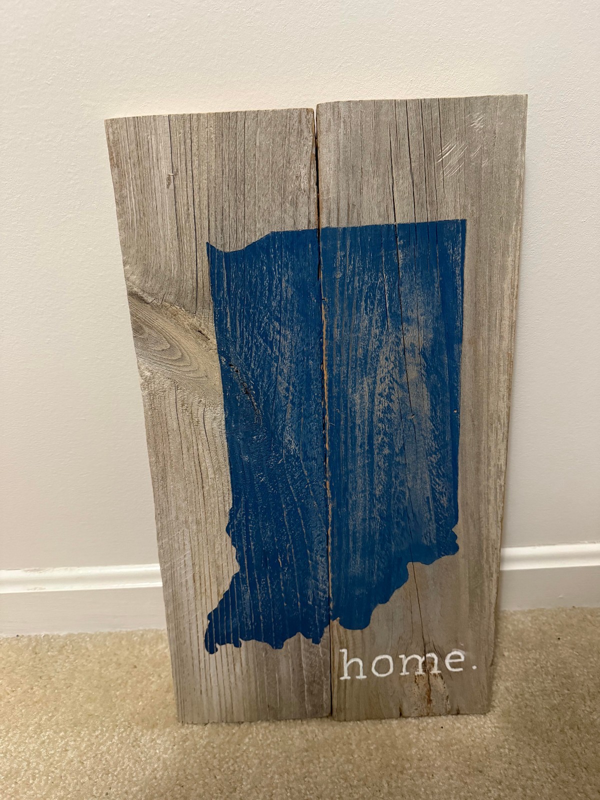 Indiana Home State Shape/Outline Homemade Wooden Sign Rectangular 10.5×19.25