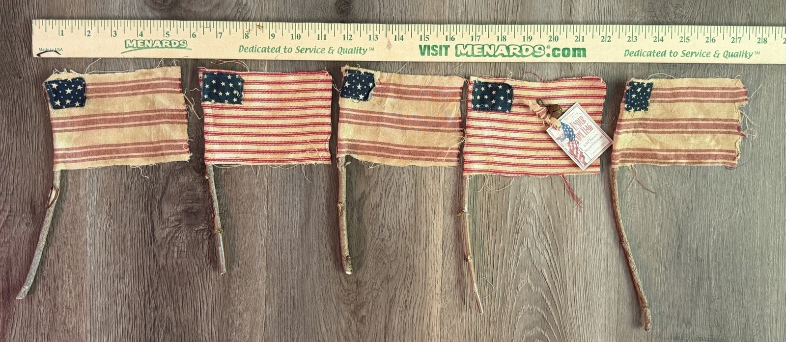 5 Rustic Grubby Primitive Style American Flags Small Decor Handmade Staind USA