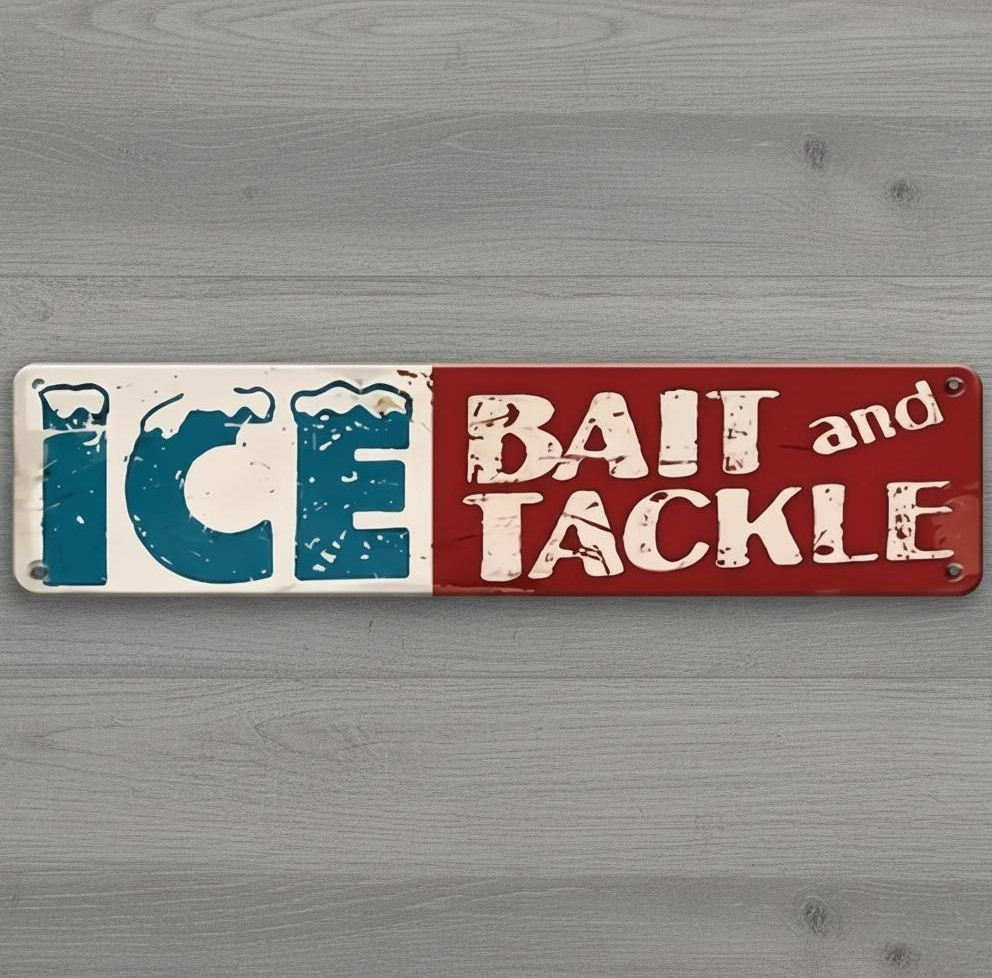 Ice Bait and Tackle 18″ x 4″ Novelty Metal Sign Made In The USA New!