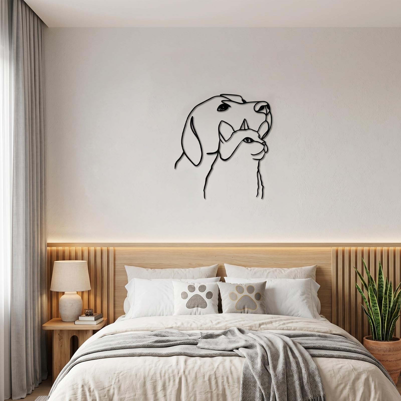 Otoolling Cat and Dog Wall Art Silhouette Cat and Dog Black Wall Decor Metal …
