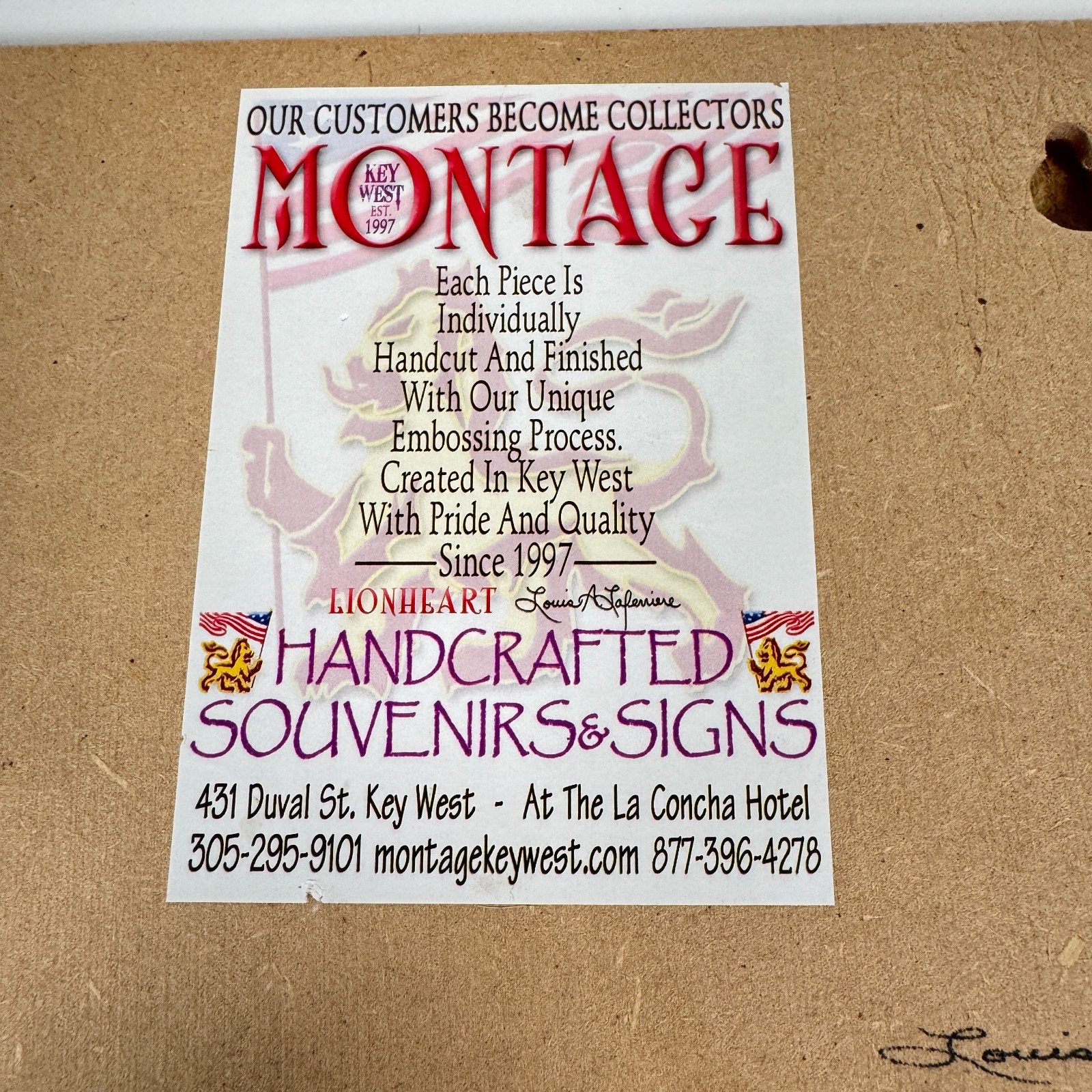 Montage Key West 2004 Bar Sign Chickens Drinks Hand Cut Embossed Glossy Signed