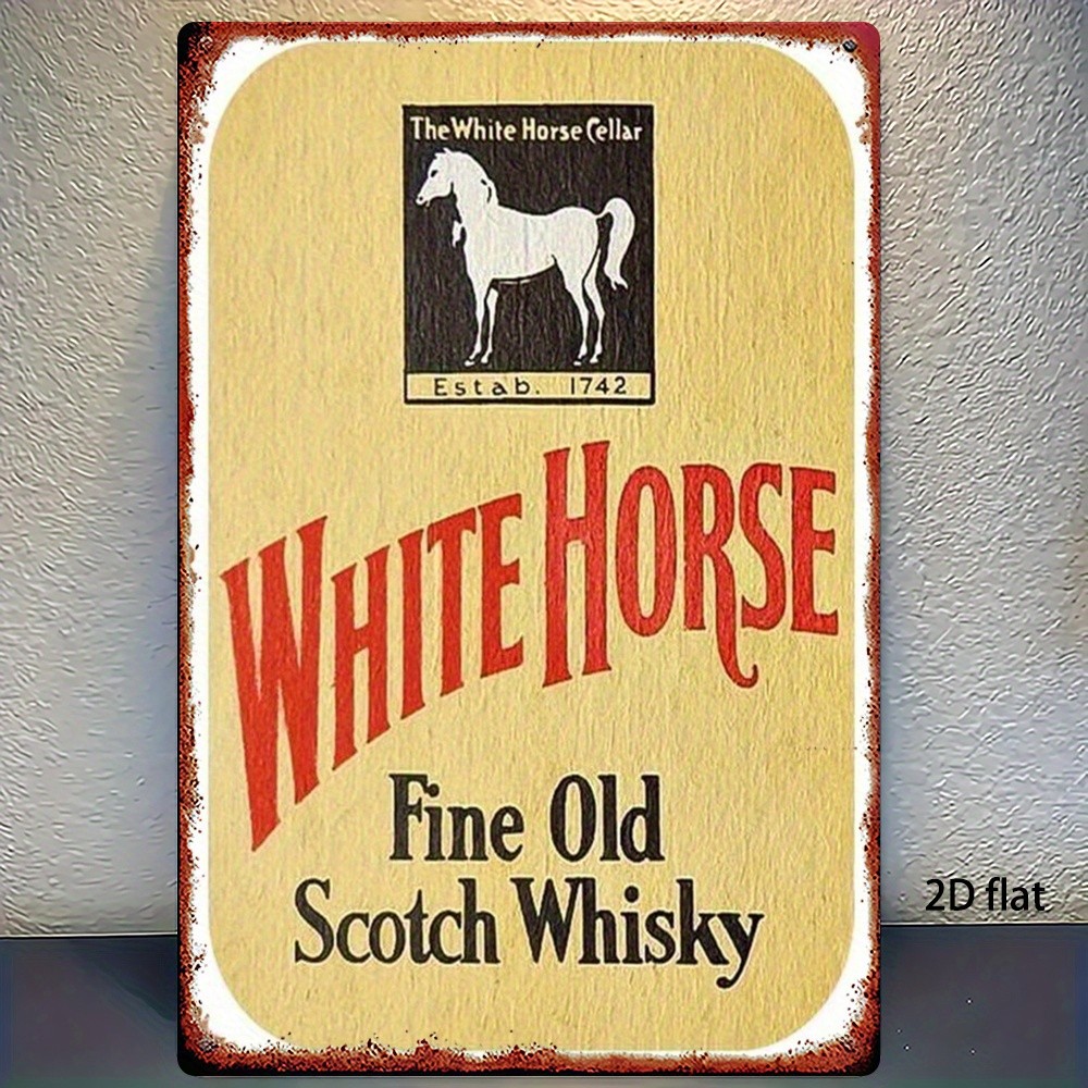 Vintage White Horse Metal Sign 8×12 Inches Wall Decor