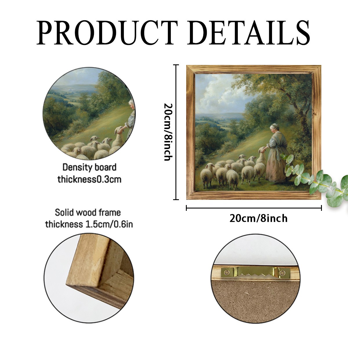 Rustic Sheep Herder Oil Painting Wooden Plaque Vintage Farmhouse Wall Art Decor