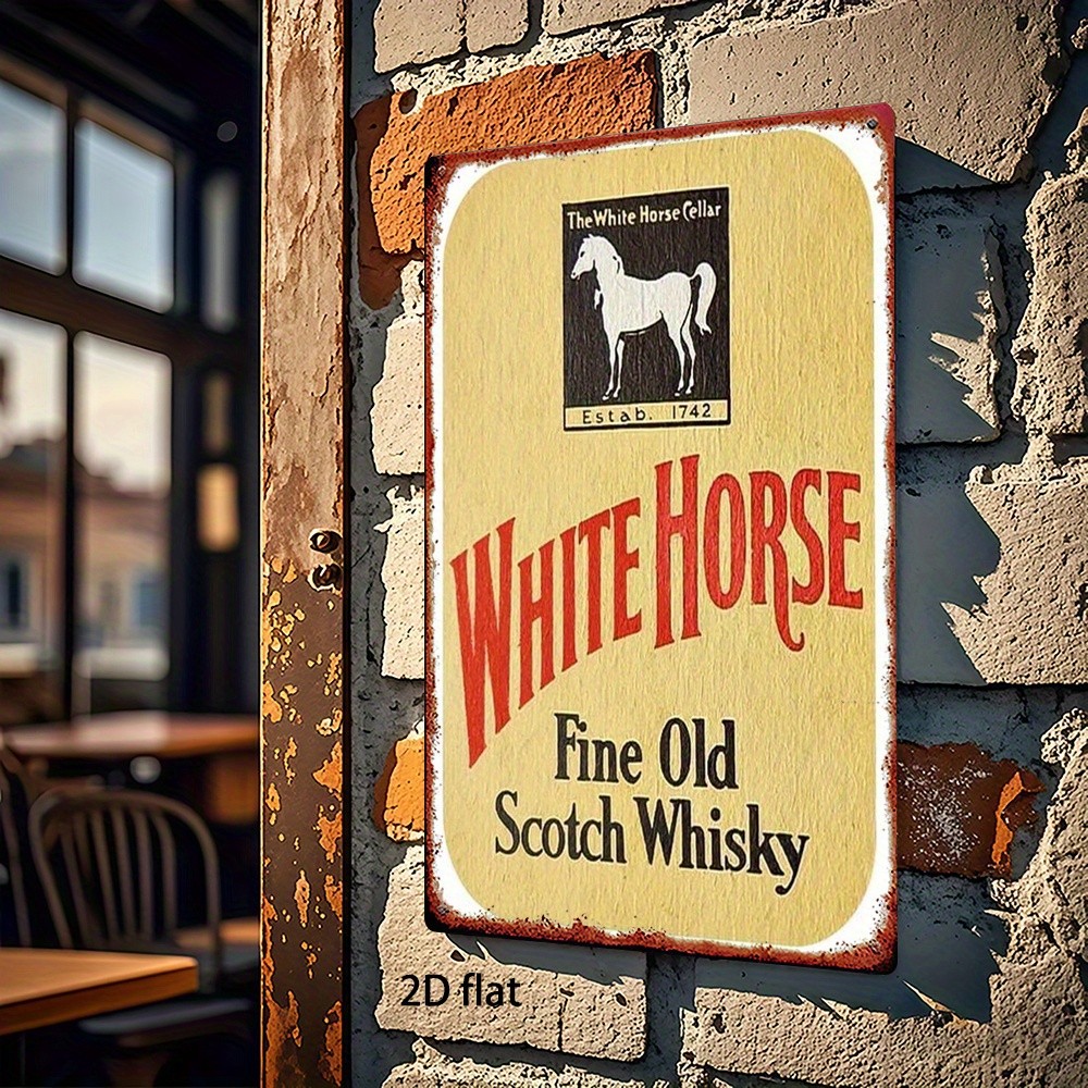 Vintage White Horse Metal Sign 8×12 Inches Wall Decor