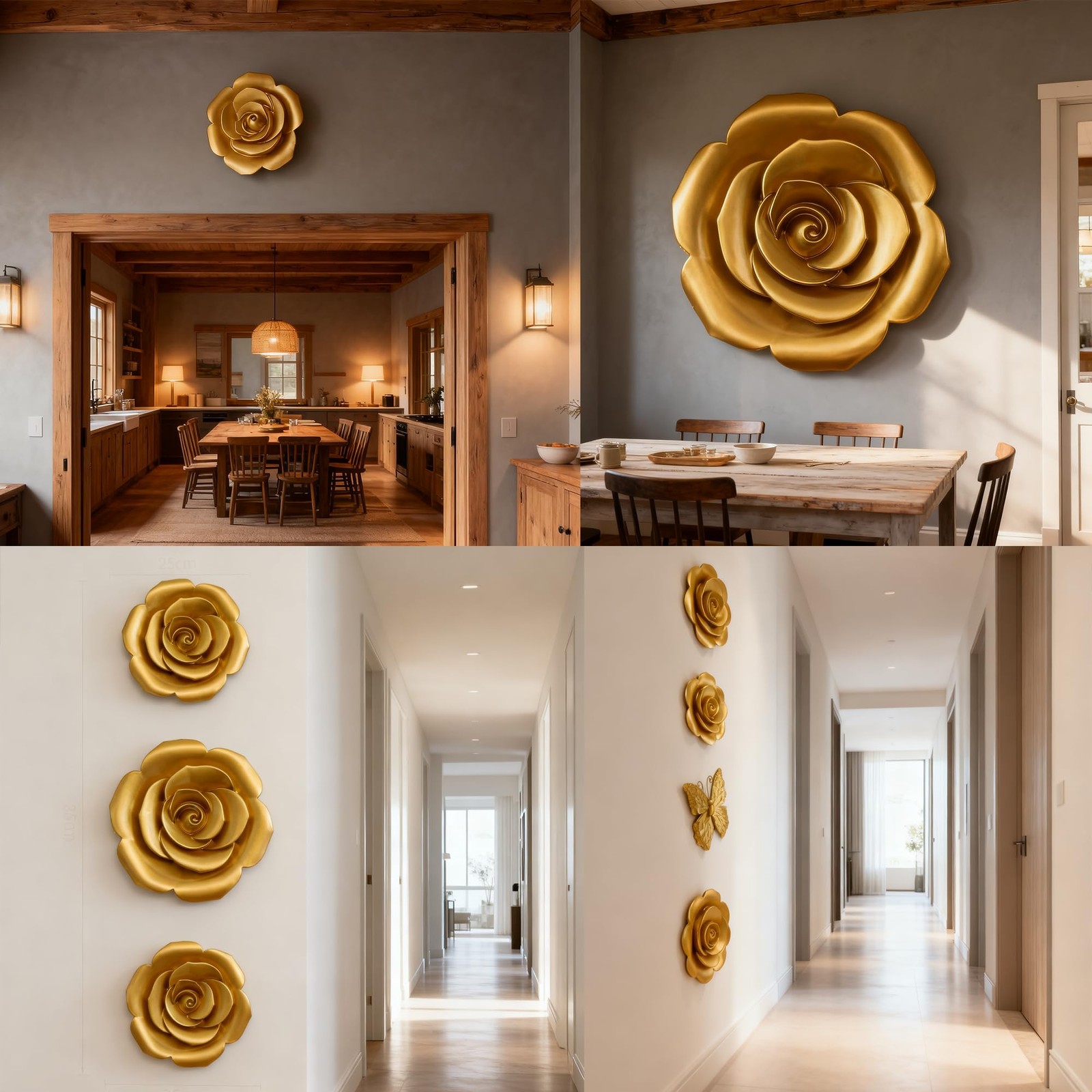 Golden 3D Flower Wall Decor – Shimmering Plastic Sunflower Shape Art with Hoo…