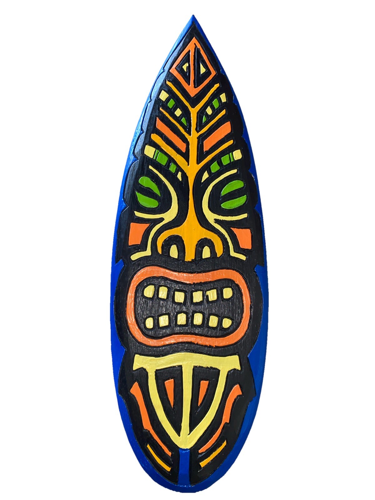 24” TIKI MAN WARRIOR SURFBOARD WOOD SIGN WALL ART TROPICAL TIKI DECOR BAR