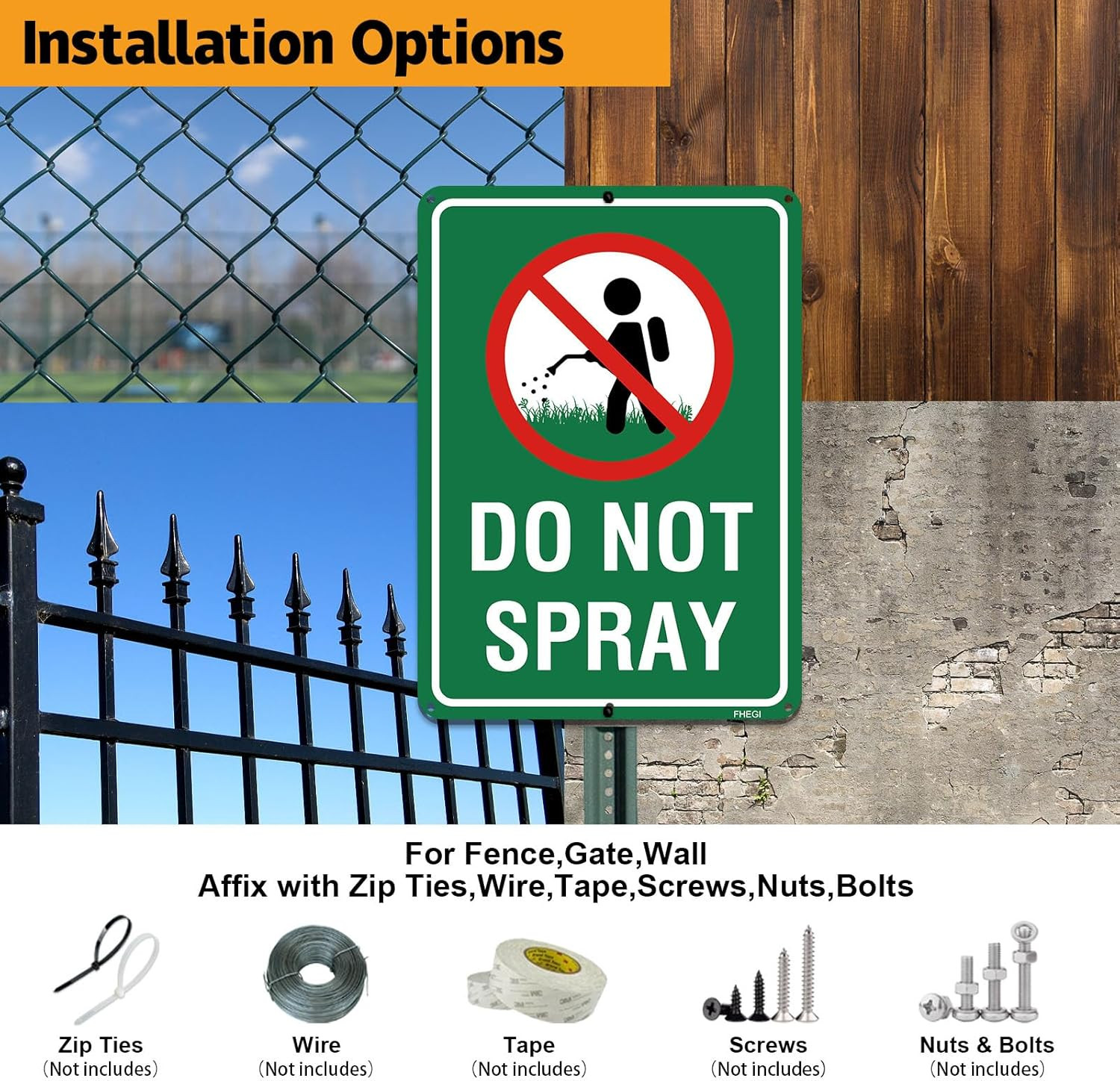 2PC Do Not Spray Signs, 10″x7″ No Spray Pesticide Sign,Reflective Rust Free Alum