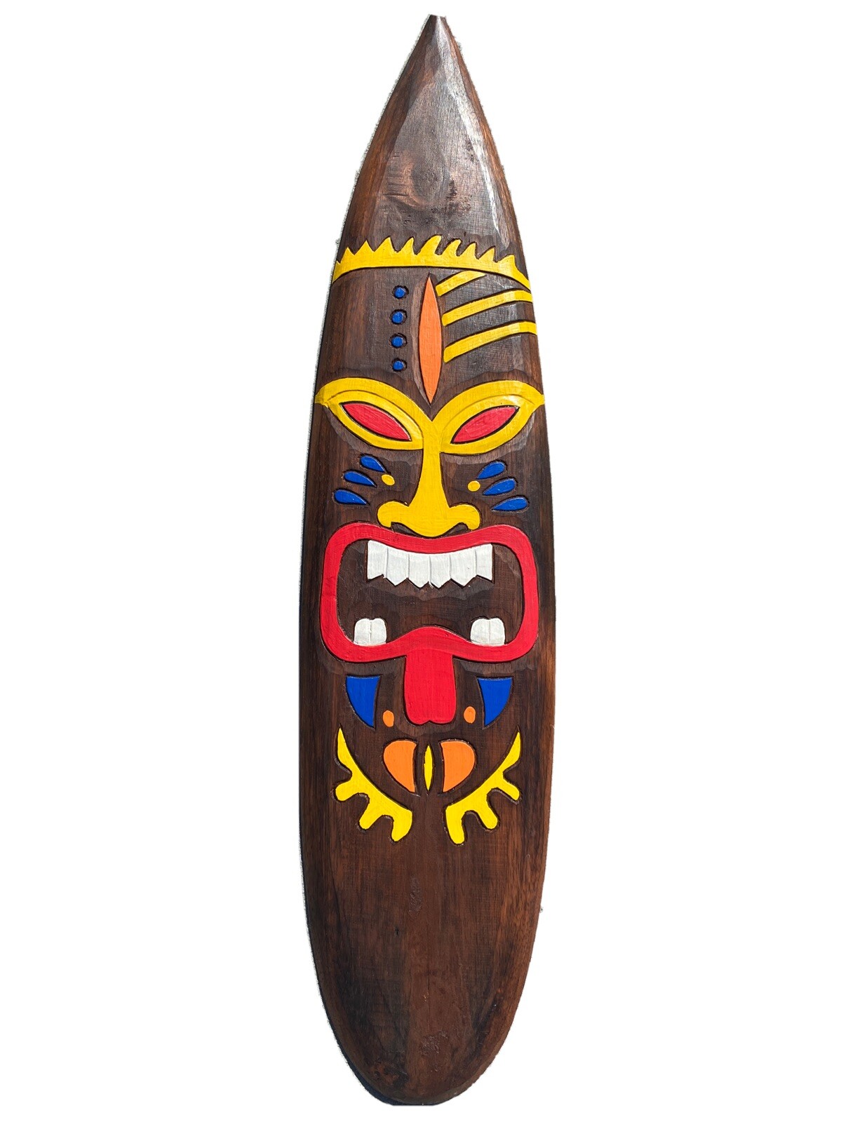 39” TIKI MAN SURFBOARD WOOD SIGN WALL ART TROPICAL TIKI DECOR PARROT