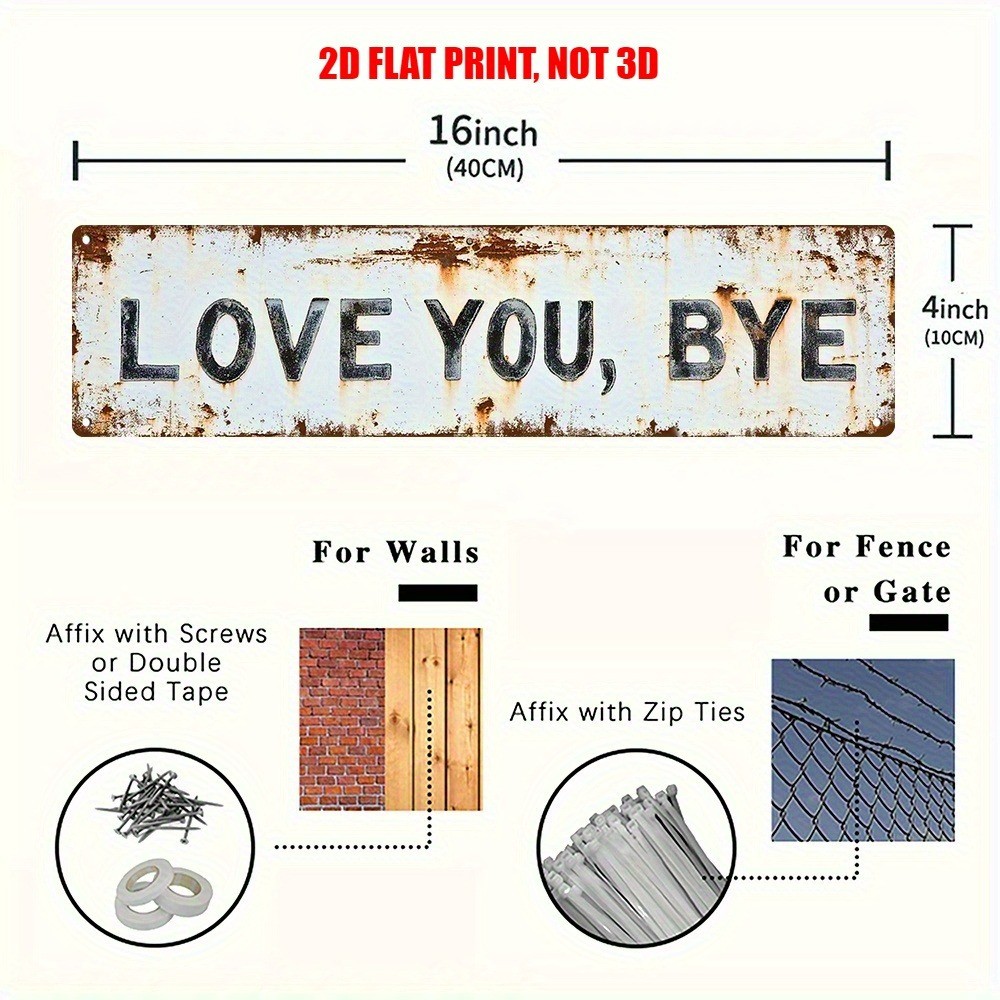 Vintage Love You Bye Wall Decor Street Sign Home Bar Coffee Metal Tin Signs 16×4