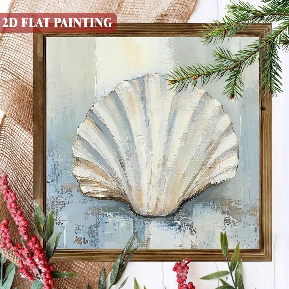 2D Rustic Blue Shell Watercolor Wood Sign Coastal Beach Decor Ocean Lovers’ Gift