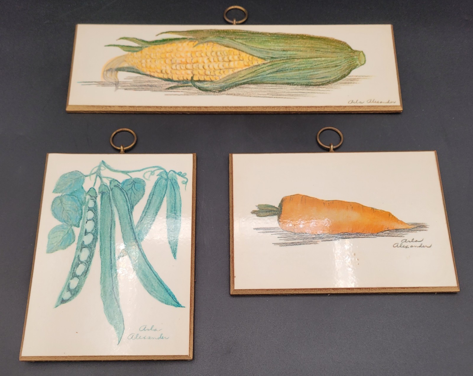 Arla Alexander MCM Kitchen Wall Hanging Corn Carrot Green Beans Vintage Retro
