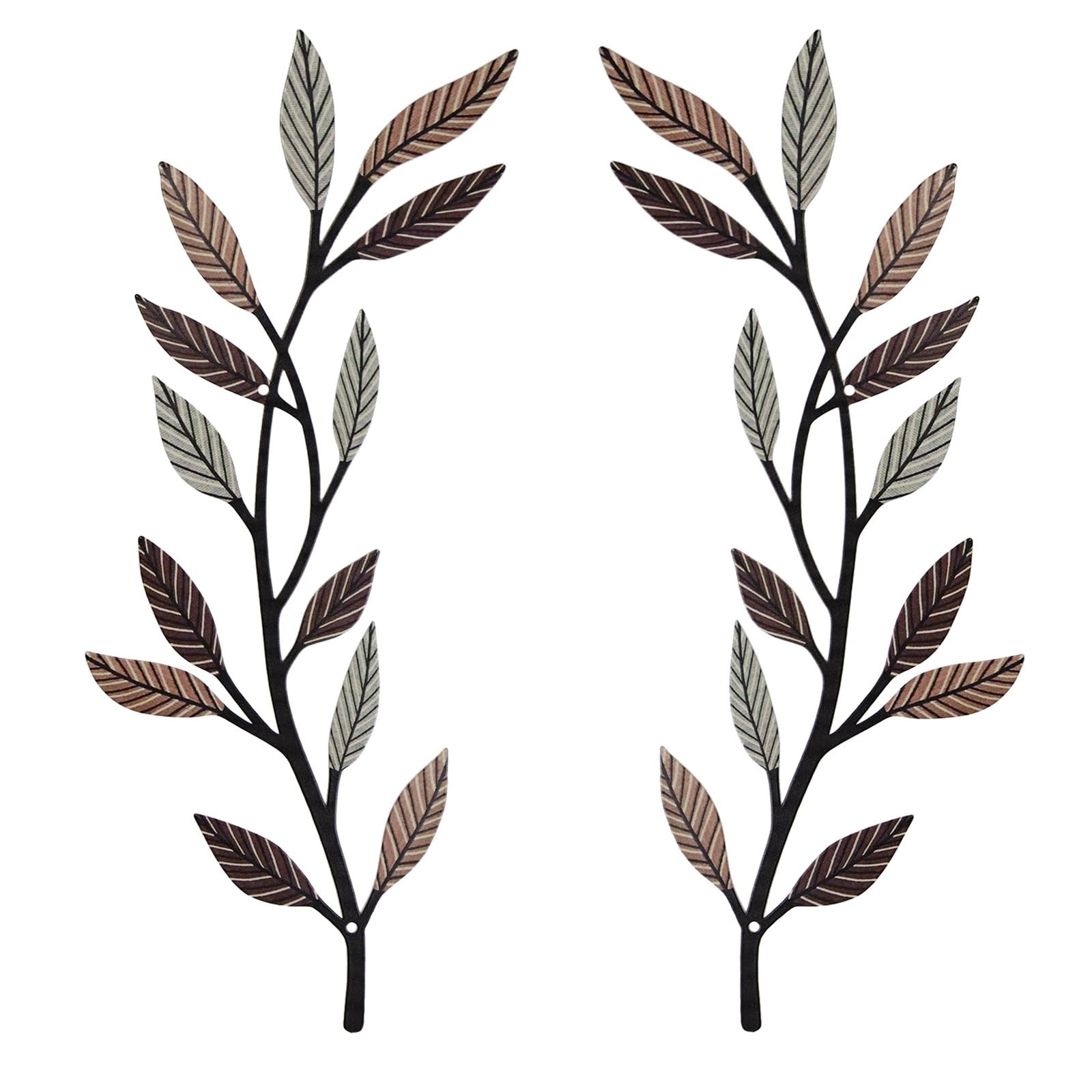 Metal Tree Leaf Wall Decor 2 PCS Rustic Vine Branch Leaf Wall Art for Living …