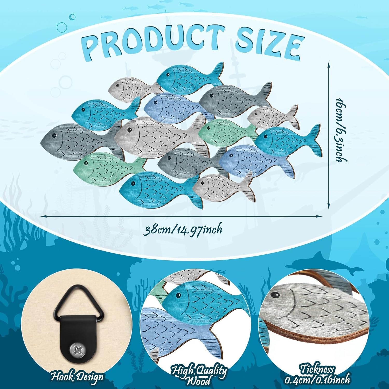 Qunclay Summer Coastal Wall Decor Farmhouse Ocean Fish Wall Art Beach Theme Vint