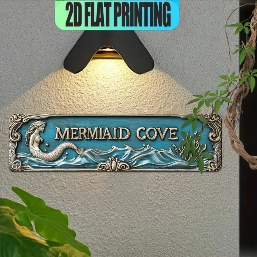 Mermaid Cove Metal Wall Art Coastal Beach House Decor Nautical Sign