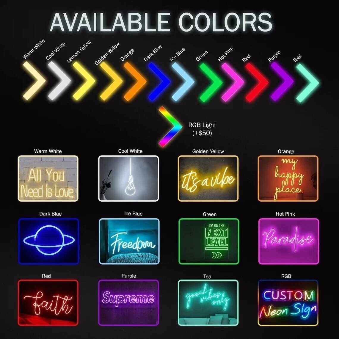 Custom Name LED Neon Sign Personalized Light Name Party Gift Bar Wall Decor