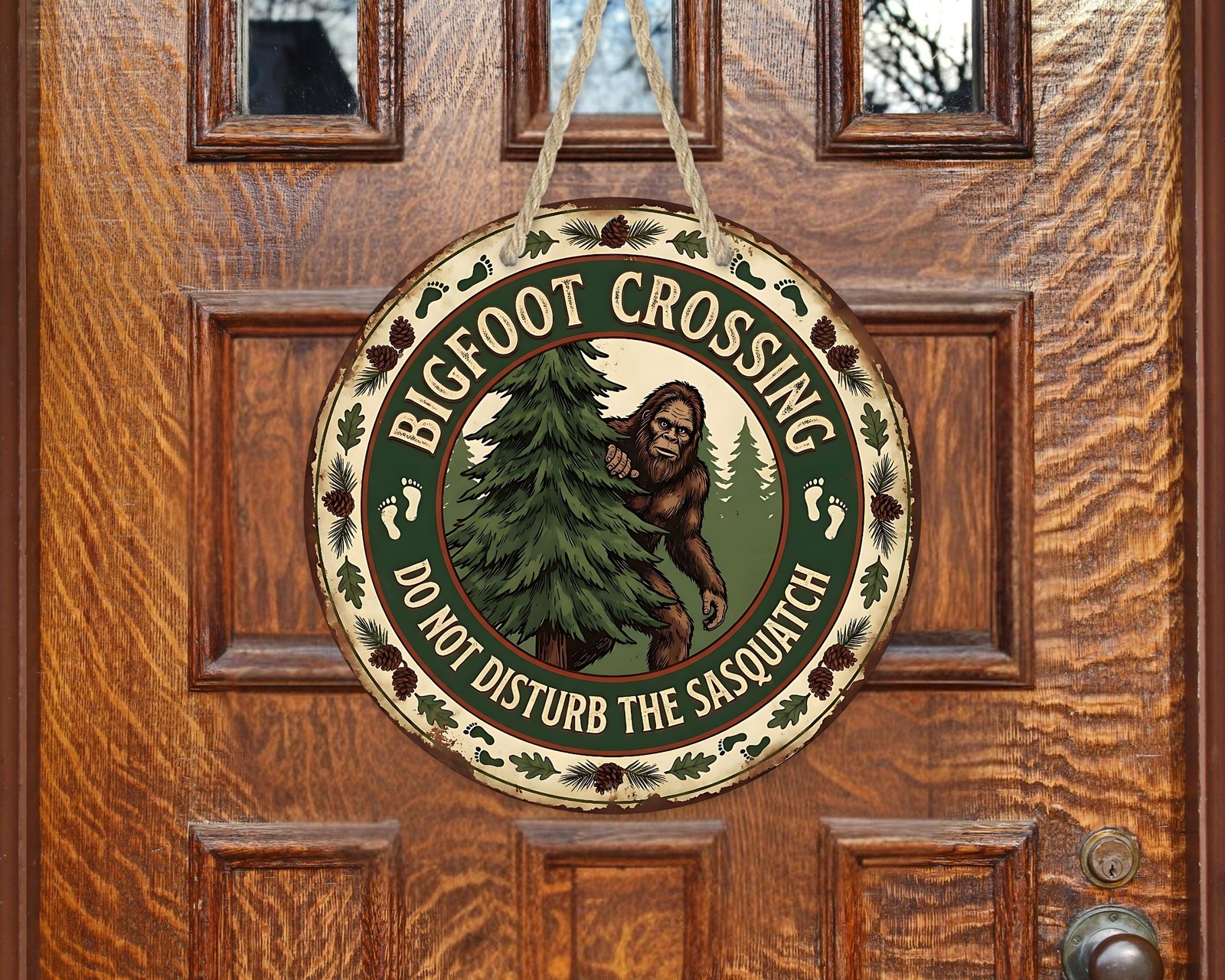 Bigfoot Crossing Sign Aluminum Door Decor Waterproof Outdoor Rustic