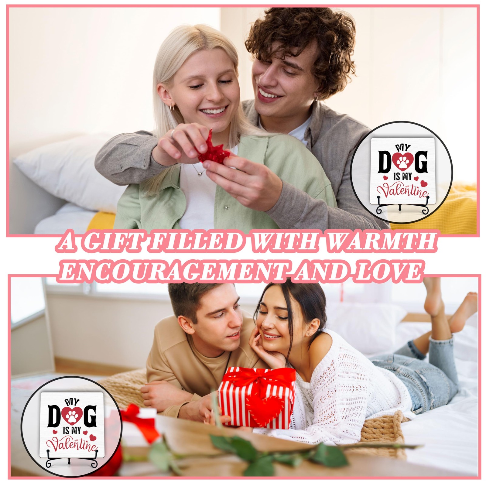 ONDTOM Valentine’s Day Decor – 5×5 Inch Wooden Plaque with medium, multicolor