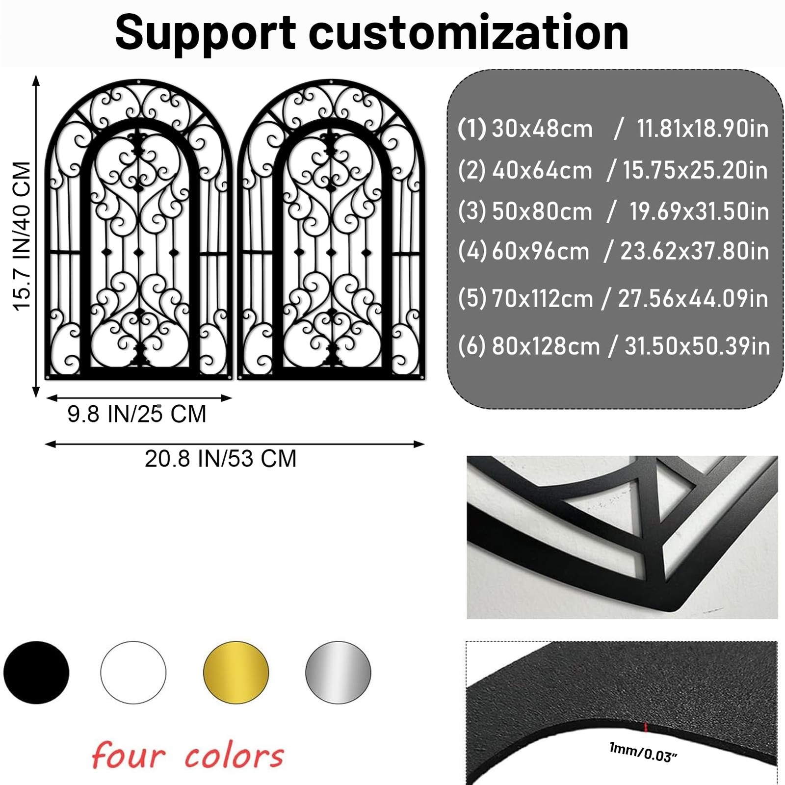 Metal Scroll Wall Decor – Window Arch Wall Art,Wall Panels with Carved Wrough…