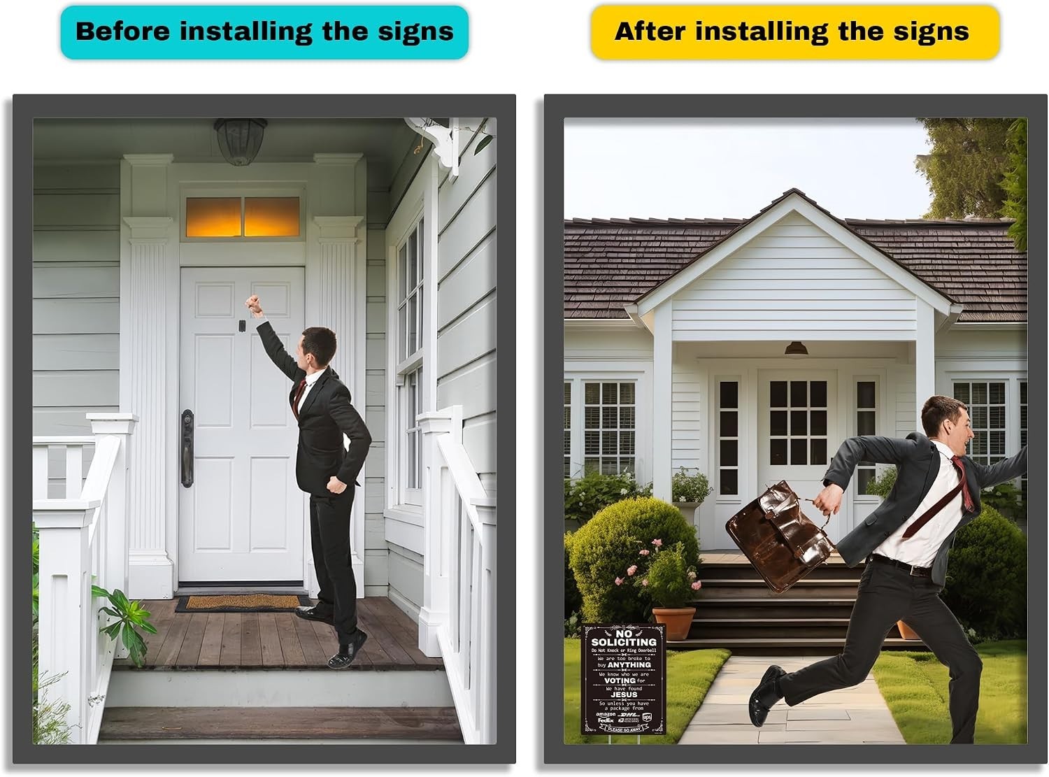 Weatherproof Black No Soliciting Sign – Durable 12×9 Aluminum for Door & Lawn