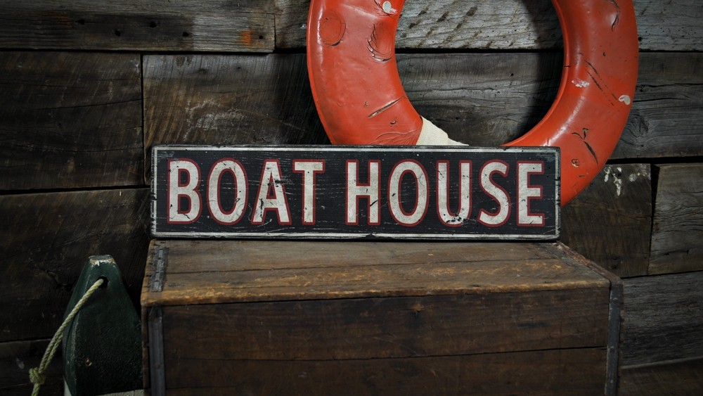Distressed Boat House Sign – Rustic Hand Made Vintage Wooden