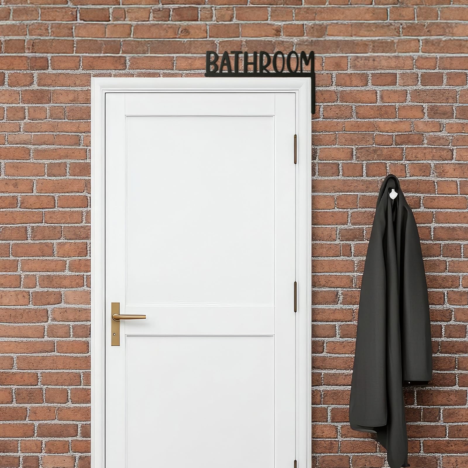 Wooden Bathroom Door Topper Sign Black Minimalist Home Frame Right Side
