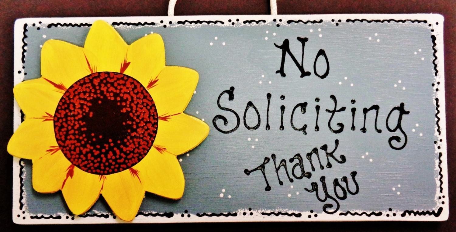 No Soliciting SUNFLOWER SIGN Wall Art Hanger Plaque Country Wood Crafts Decor