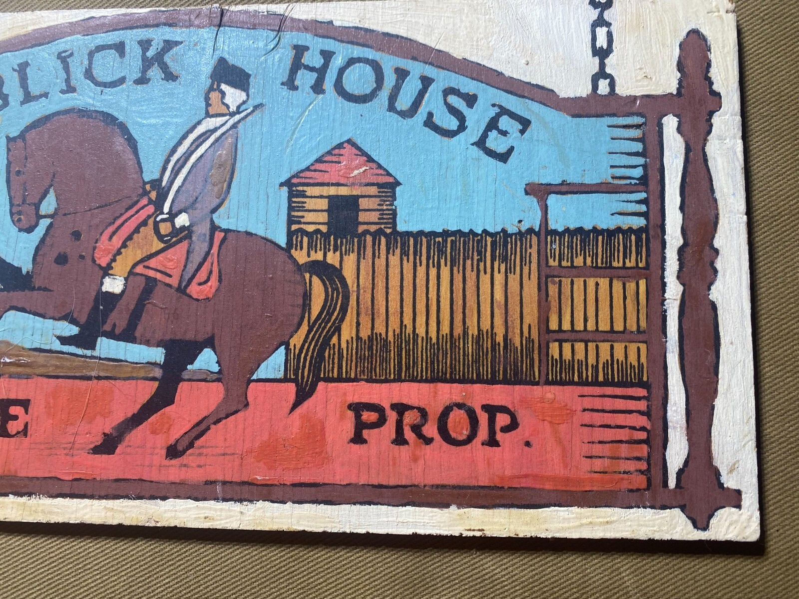 Vintage Folk Art Wood Painted Plaque “Publick House 1778″ – 12.0” Long