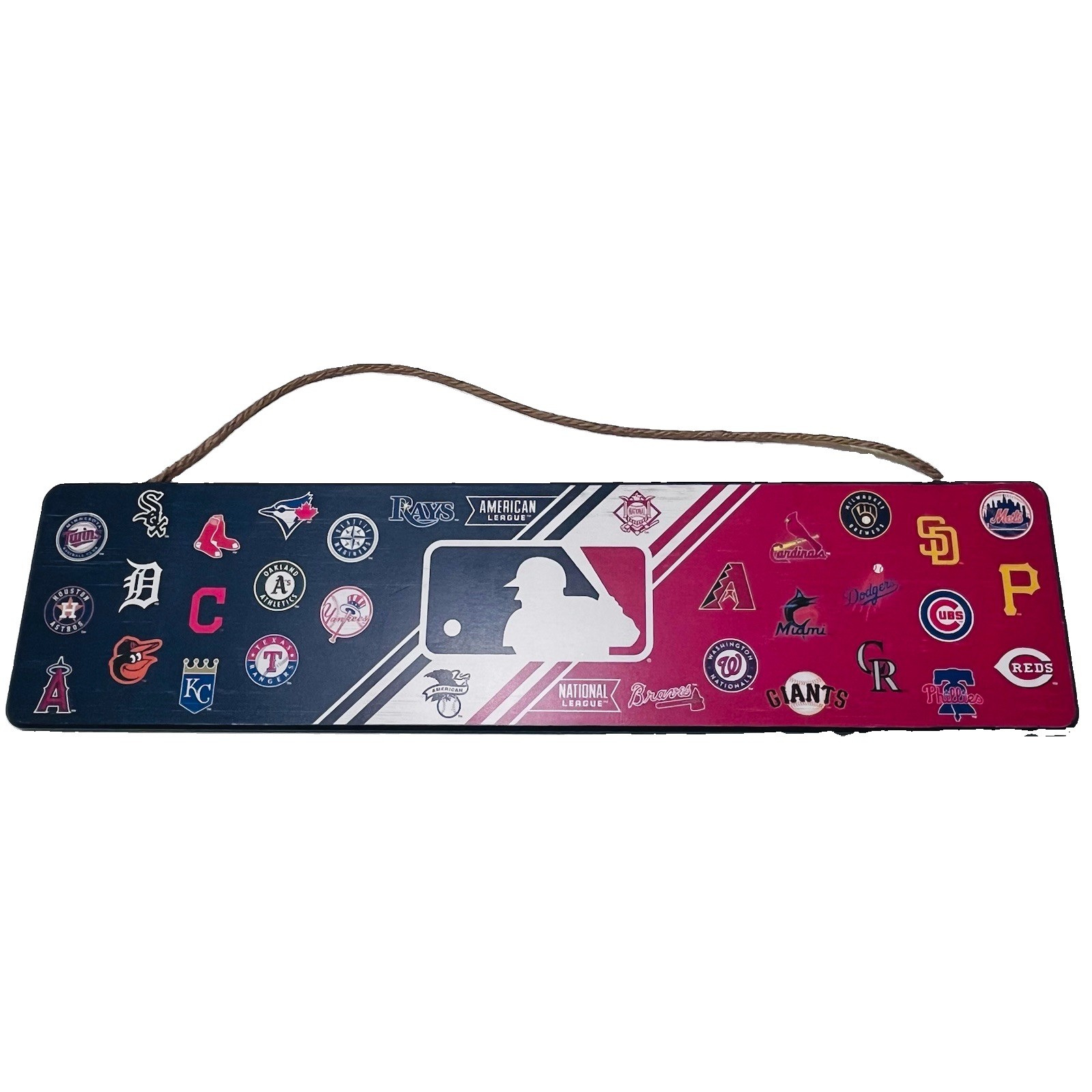 Open Road Brands MLB All 30 Teams Wood Wall Decor Sign 24×6 Official Baseball