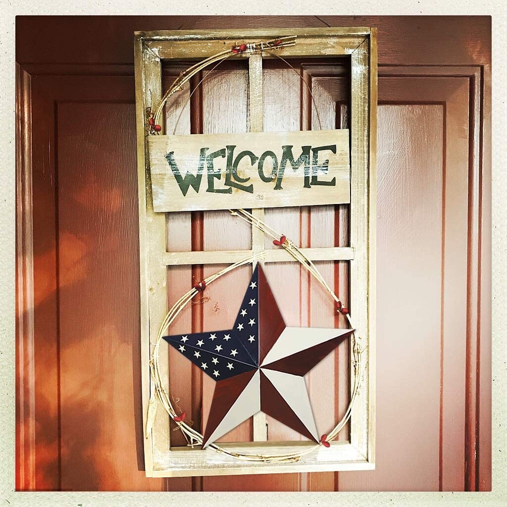 American Barn Star Metal Patriotic Old Glory USA Flag Barn Star Wall Decoration