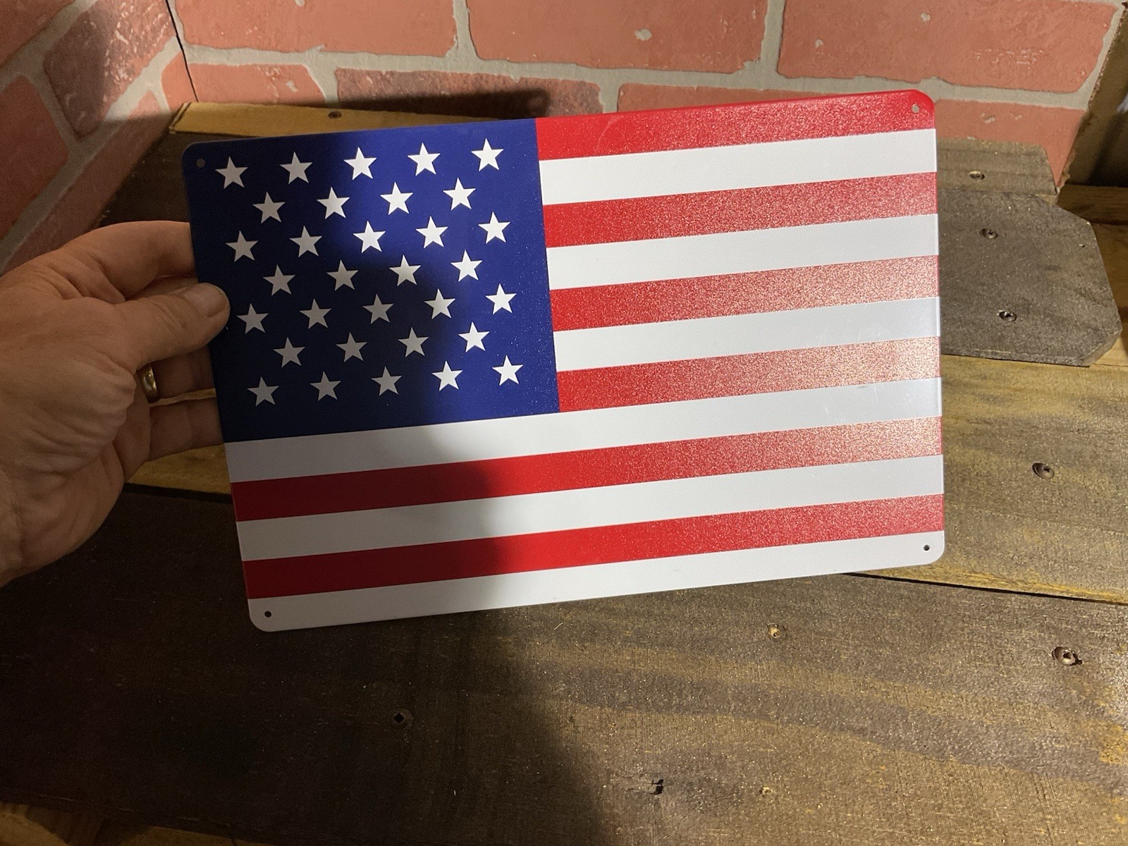 8″x12″ 2D American Flag Tin Sign…A great gift ..Ships Free