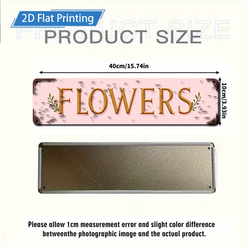 Rustic Pink Flower Metal Wall Art 10.16X40.64 cm
