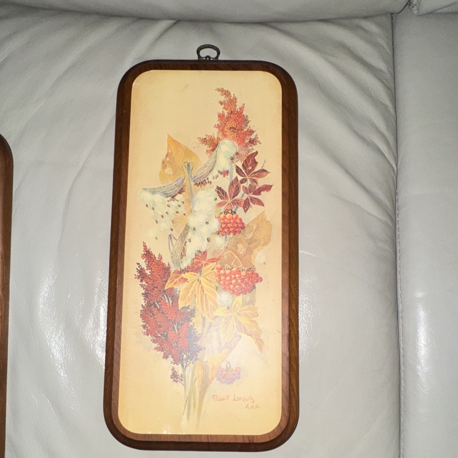 Set of 4 Vintage Floral Wood Rectangular Wall Plaques Hanging Vertical Decor