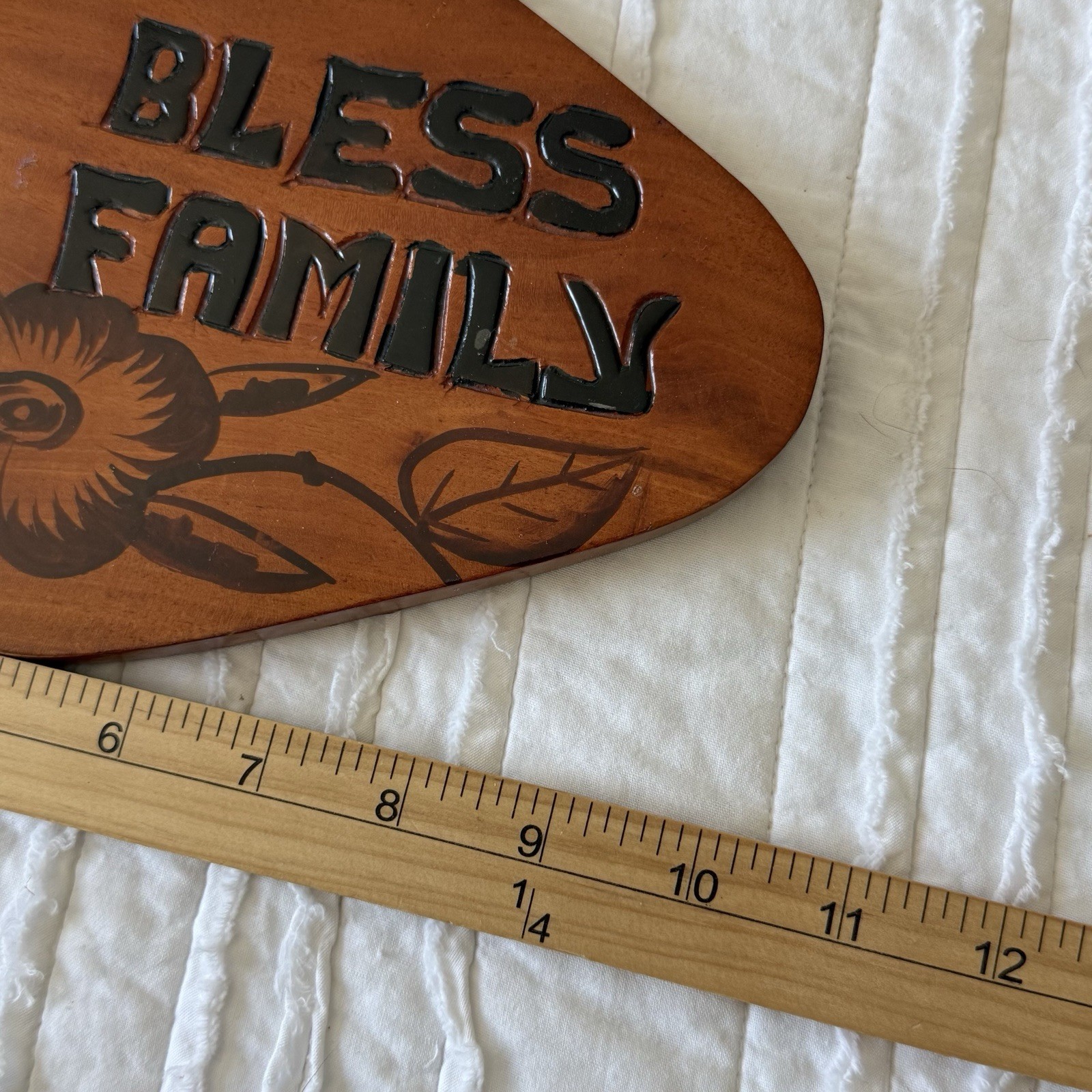 VTG Wood Sign “God Bless My Family” Folk Art Handmade Hawaii Christian 6”x 10”