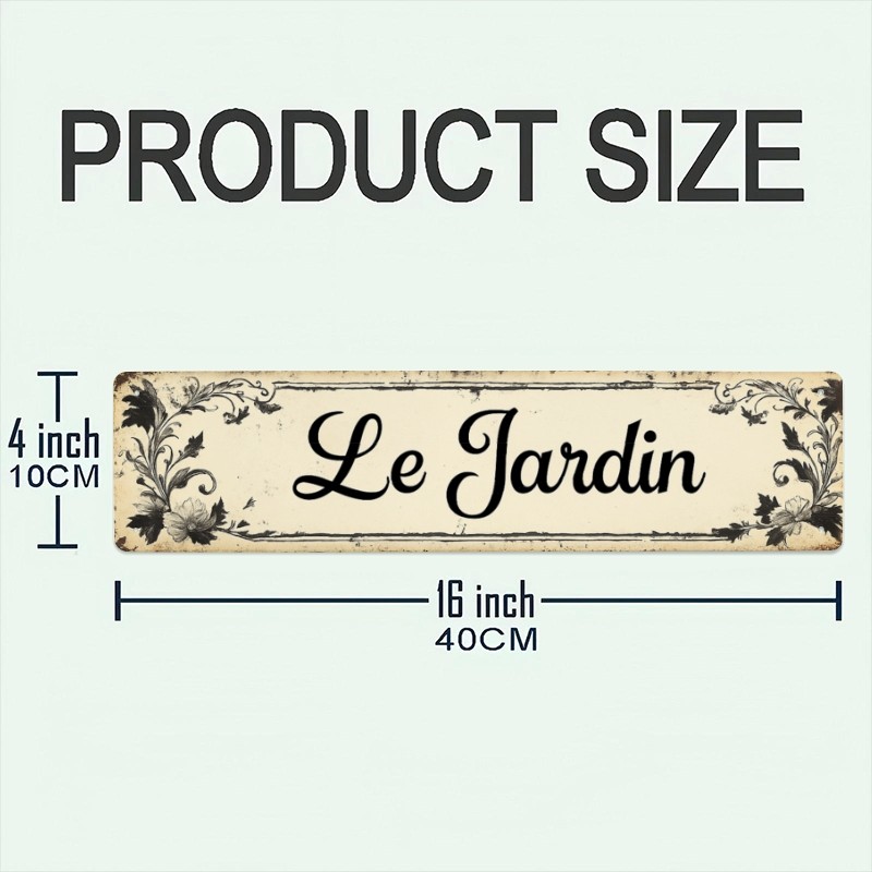 Ornate Scroll Floral Metal Wall Sign Le Jardin French Country Garden Plaque