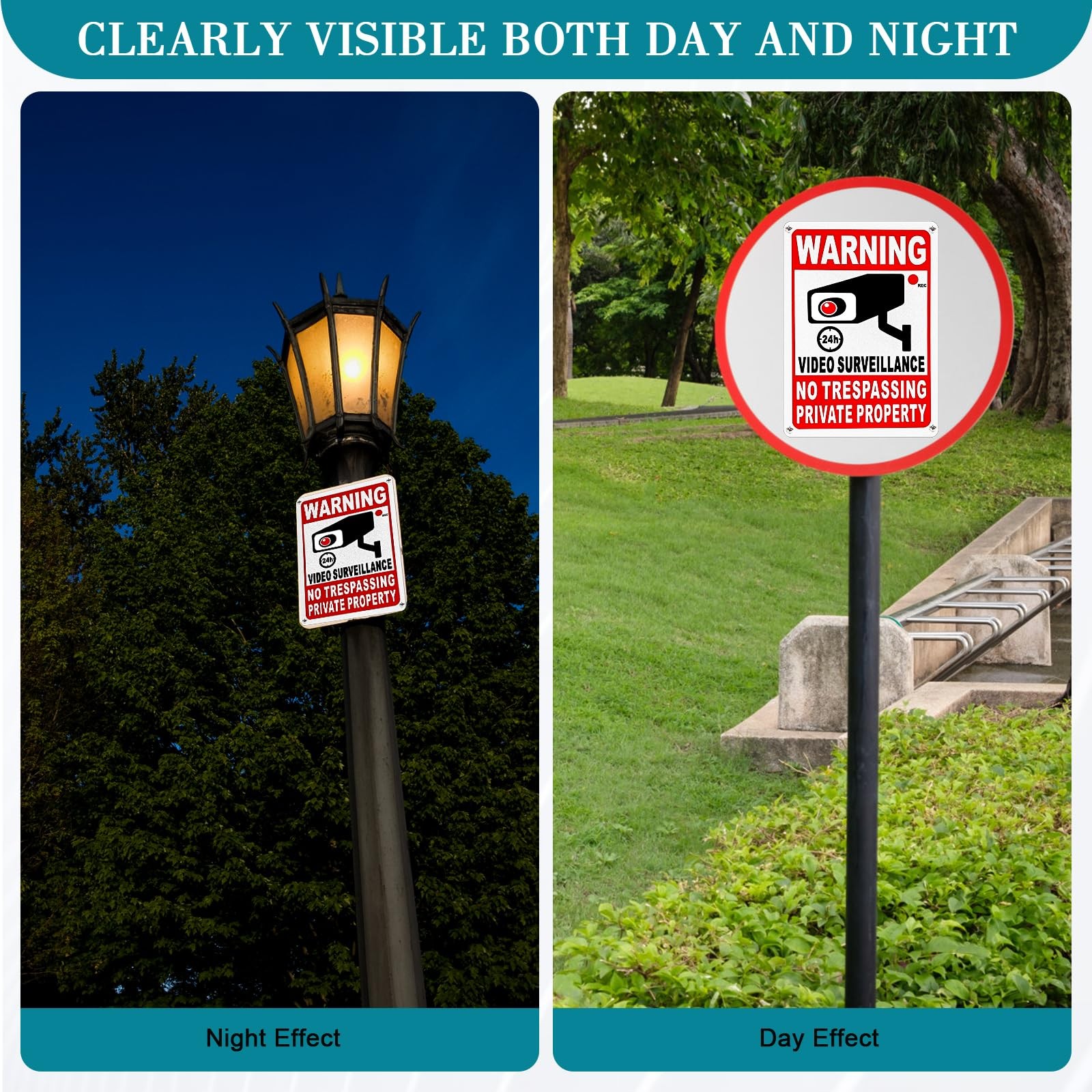 4 Pack Private Property No Trespassing Sign, Rustproof Aluminum 24Hour Video …