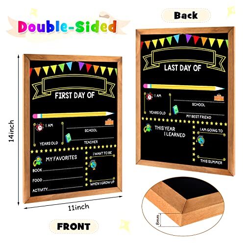 First & Last Day of School Chalkboard with Frame, 14 x 11 Inch First Day of