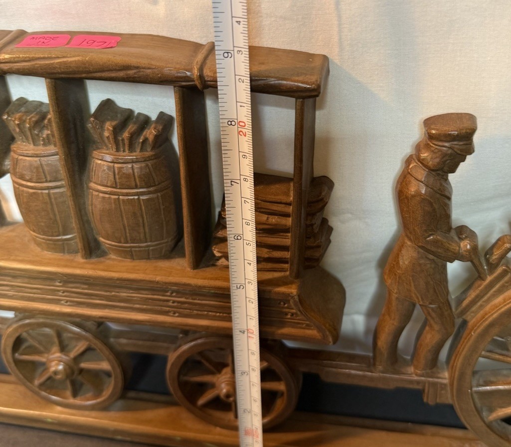 Vintage 1971 Syroco Steam Train Wall Plaque Faux Wood Locomotive Decor USA