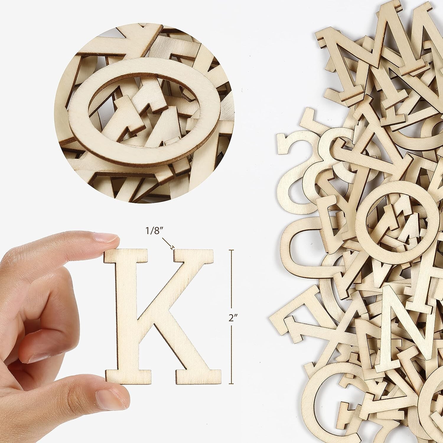 Wooden A-Z Alphabet Letters, Numbers & Symbols for Crafts (2 inch – 172pcs)