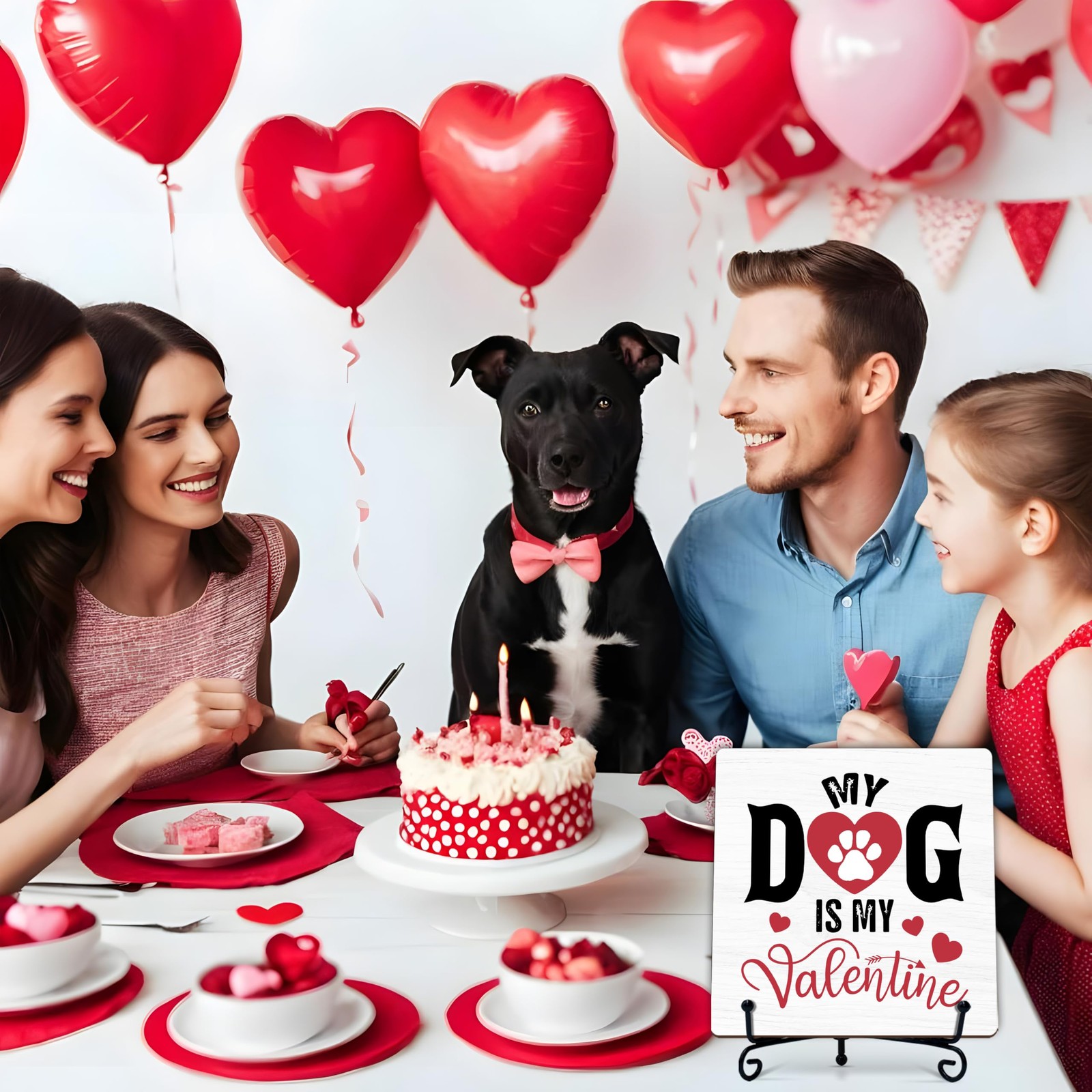 ONDTOM Valentine’s Day Decor – 5×5 Inch Wooden Plaque with medium, multicolor