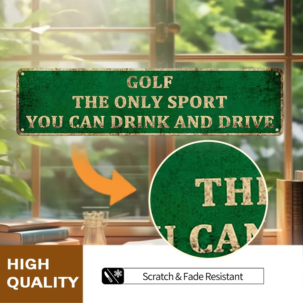 Vintage Aluminum Golf Sign 10cm x 40cm Green White Lettering